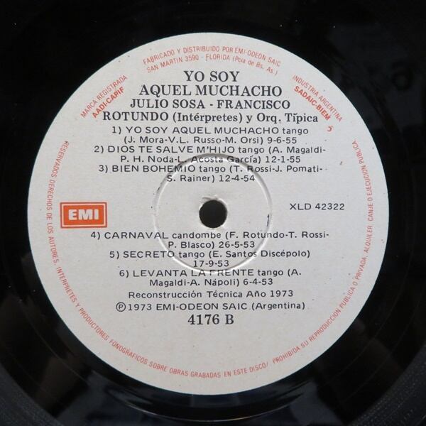Julio Sosa - Francisco Rotundo Y Su Orquesta Tipica / Yo Soy Aquel Muchacho [4176] - 画像4