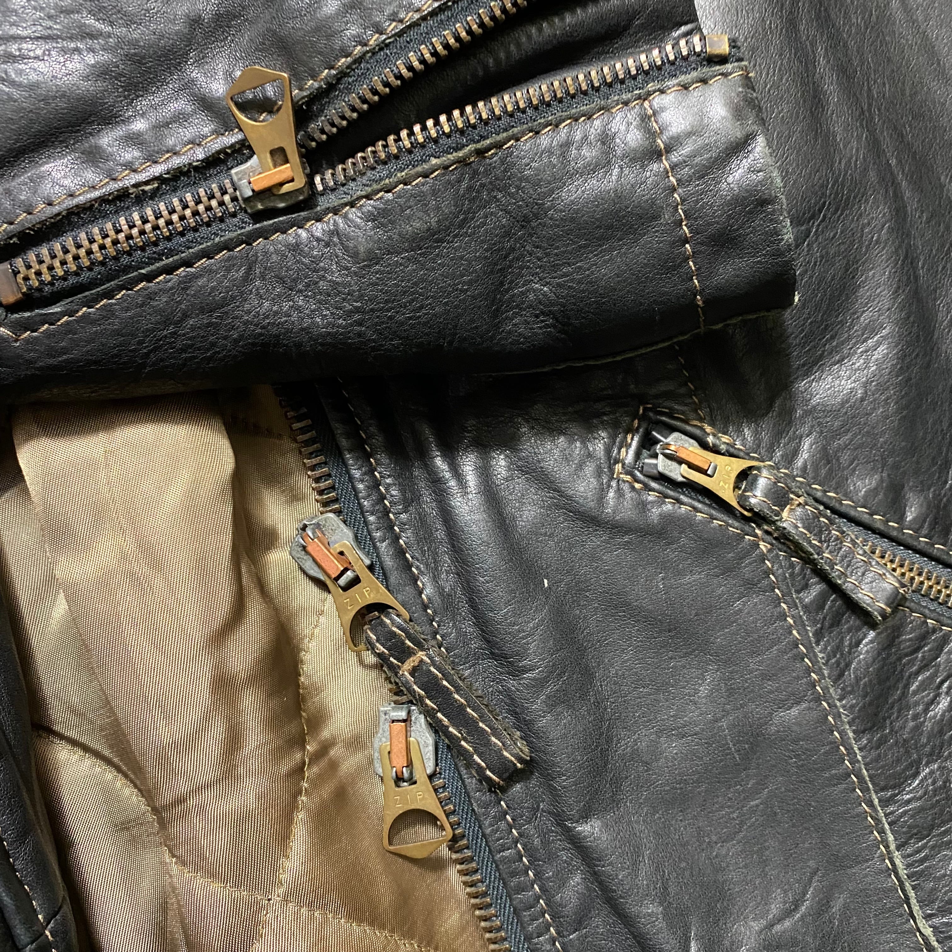 vintage ARMANI JEANS black single leather riders jacket | NOIR ONLINE