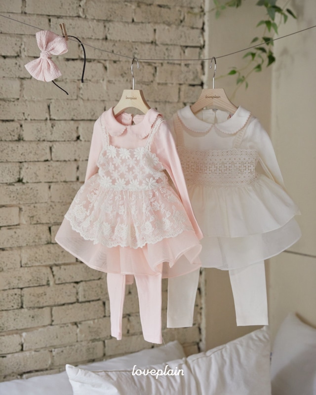 ラスト1 creamL【即納】<loveplain>  Romance leggings