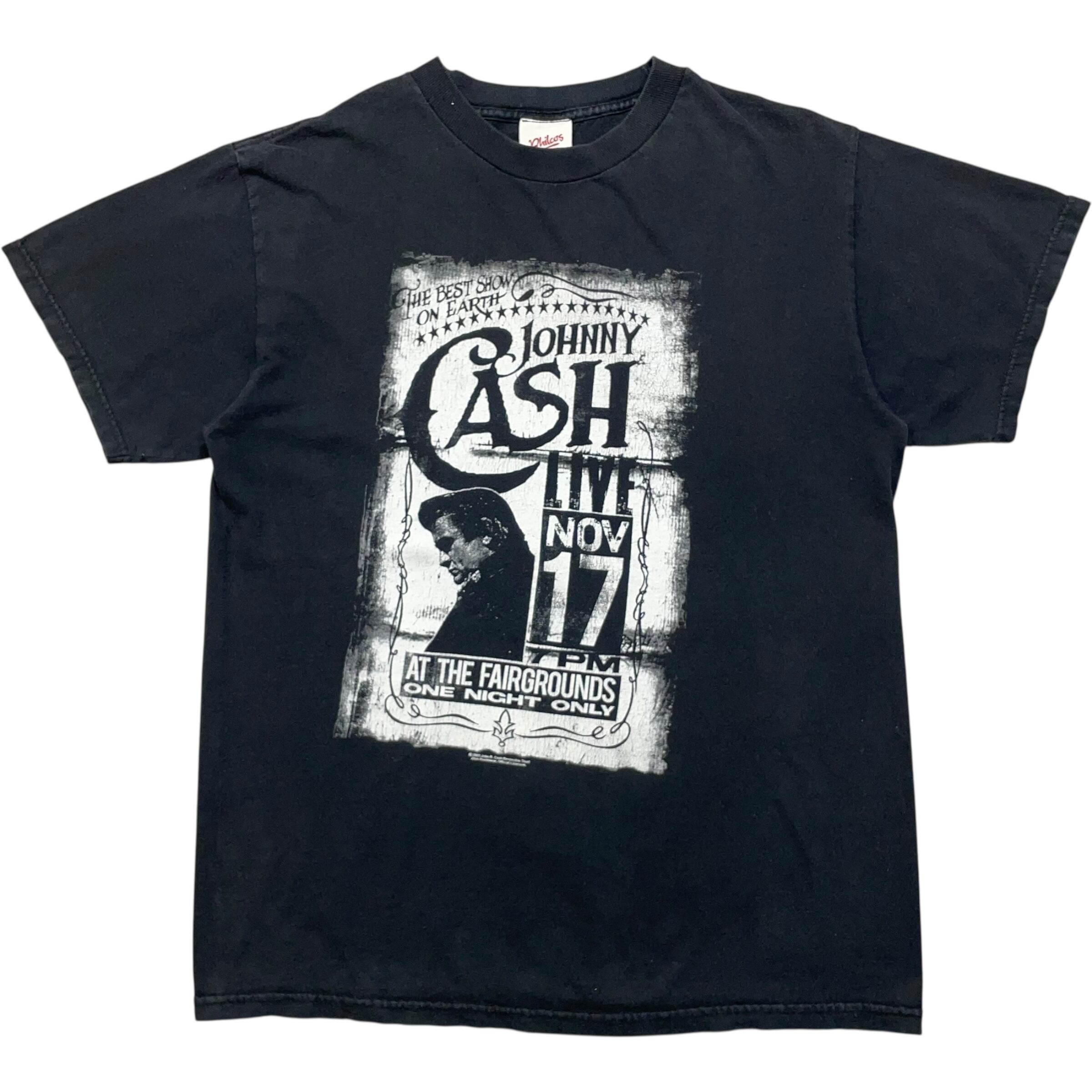 《M》philcos Tシャツ ジョニー・キャッシュ コンサートTシャツ フロントプリント ブラック no.8488