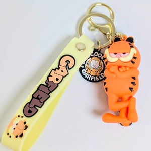 【 Garfield ( ガーフィールド ) 】 3Dラバーキーホルダー ストラップ付き / キーチェーン〚アメリカン雑貨 アメトイ〛