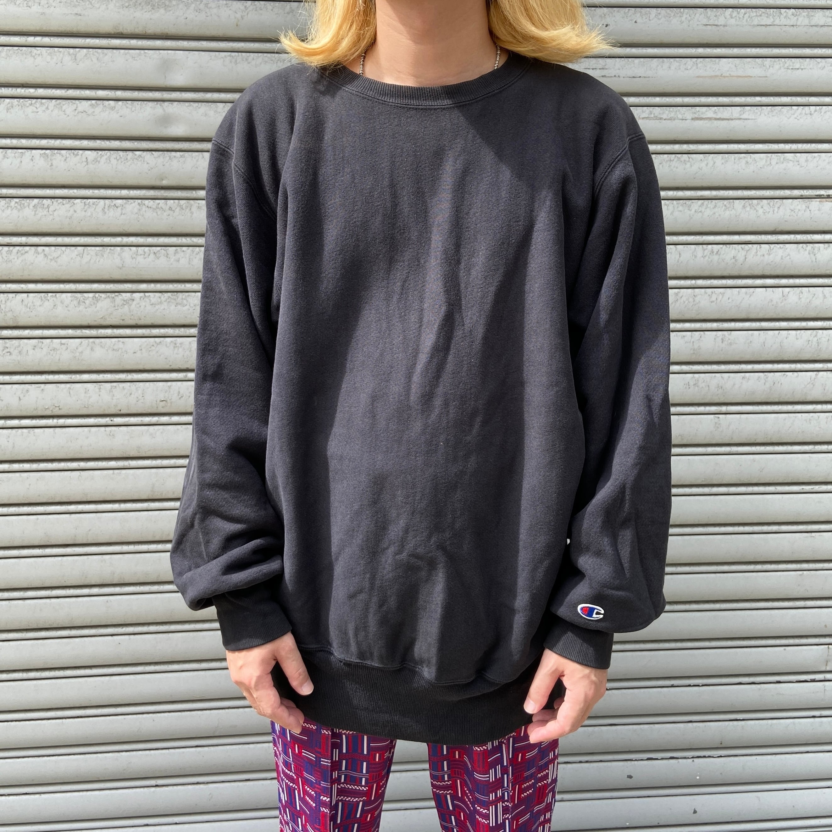 Champion リバースウィーブ 目無し チャンピオンスウェット 黒 XL  