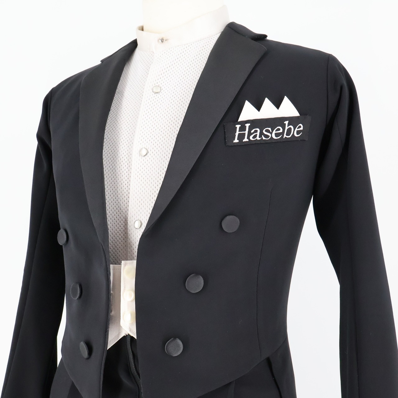 【社交ダンス衣装】3点セット Hasebe ハセベ 燕尾服 シャツ スラックス ネクタイ メンズ 男性 エンビ ダンス用 デモ 競技用 ジャズ ラテン スーツ ジャケット