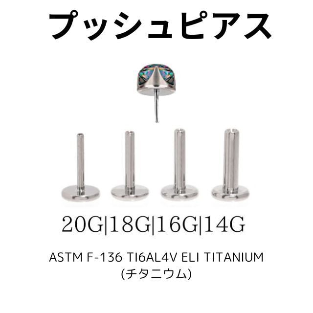 プッシュピアス ピアス 20G 18G 16G 14G 全8色 立爪 軟骨ピアス