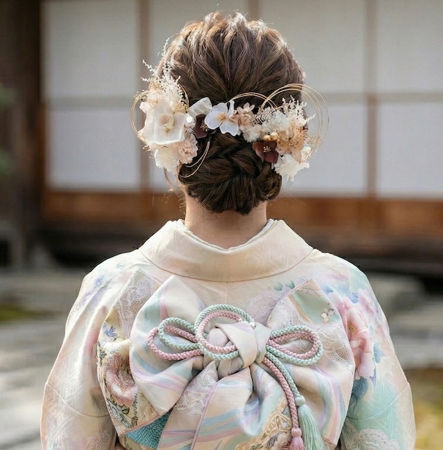 胡蝶蘭髪飾り　ホワイト　  振袖　成人式