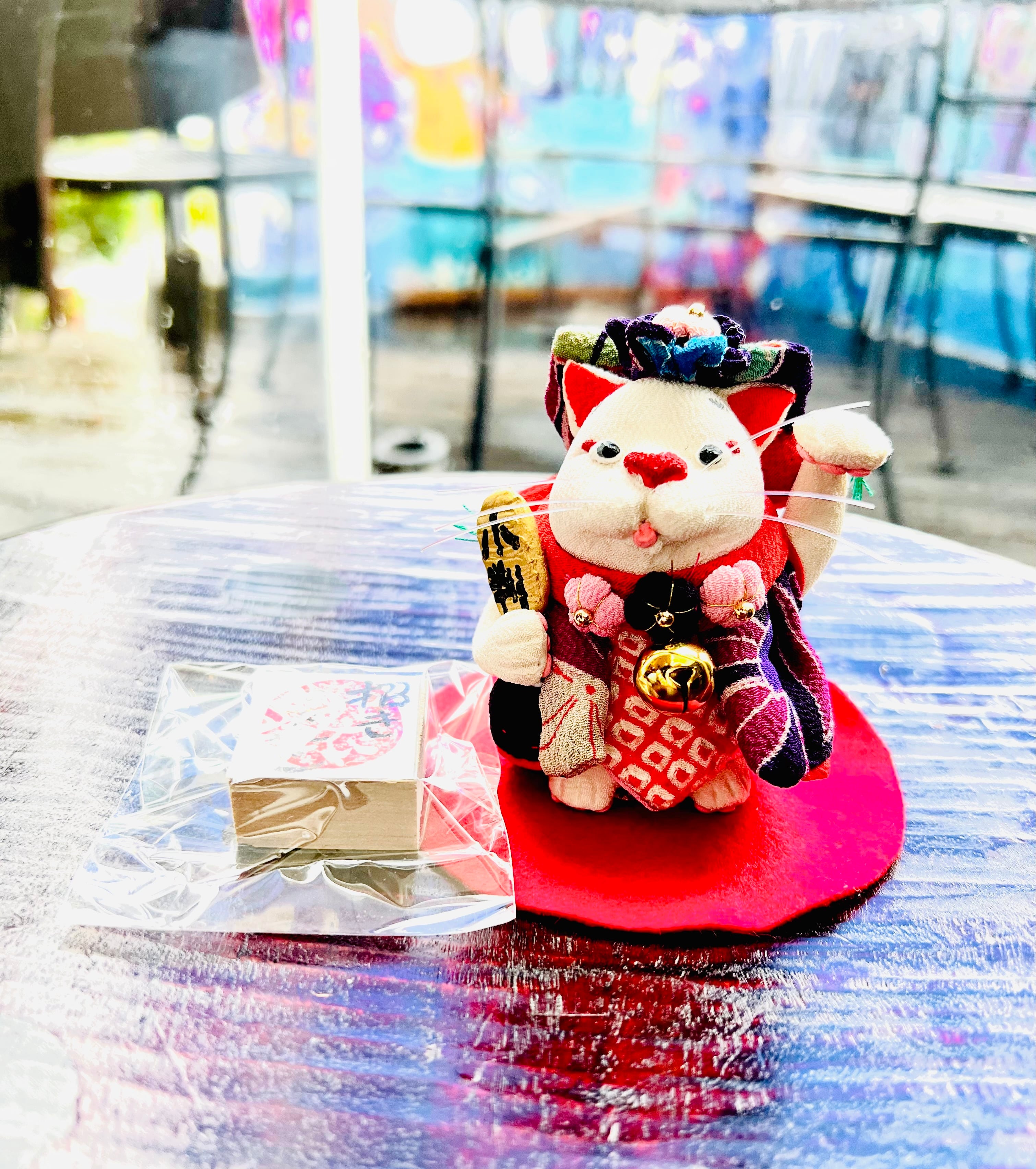 古布創作人形|招きにゃんこ(左手)小判③|上原装子