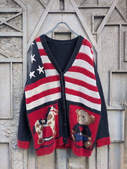 "STARS AND STRIPES" hand knit cardigan