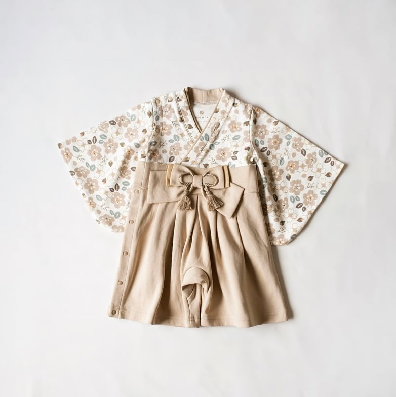 mocmof | ベビー 袴ロンパース ベージュ 90cm 622-456024 ひなまつり お食い始め お正月 ひな祭り