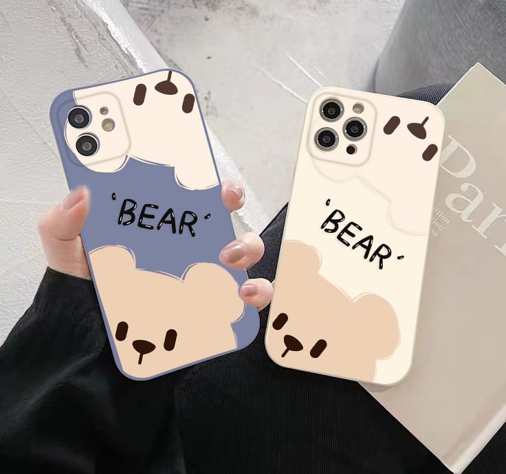 iPhone14 Pro Max/13/12ケース BEAR 熊柄 かわいい ペア向け● アイフォン14プロケース クマ柄 スリム スタイリッシュ♪  | jpcasecase 携帯ケース 通販 powered by BASE