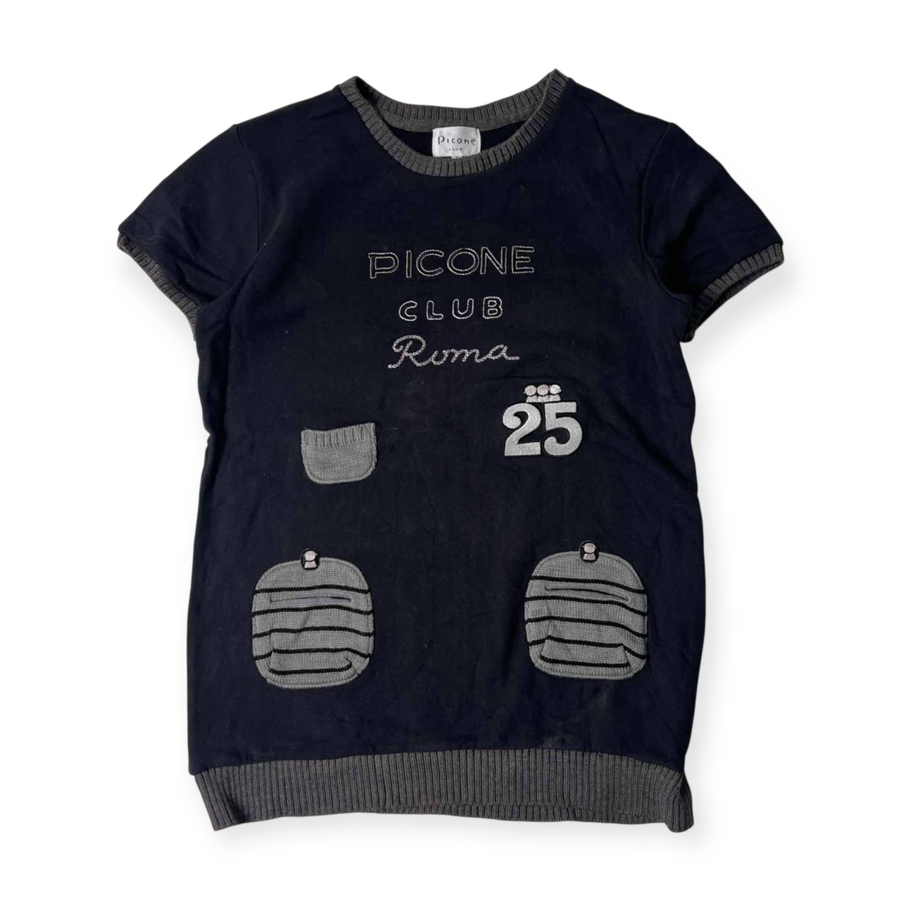 PICON CLUB ピッコーネクラブ 半袖 ポケット 刺繍デザイン 半袖 シャツ トレーナー 1/ブラック レディース ゴルフ