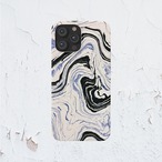 受注生産 iPhoneケース 白黒の墨流しマーブル｜モノトーン PABS092A