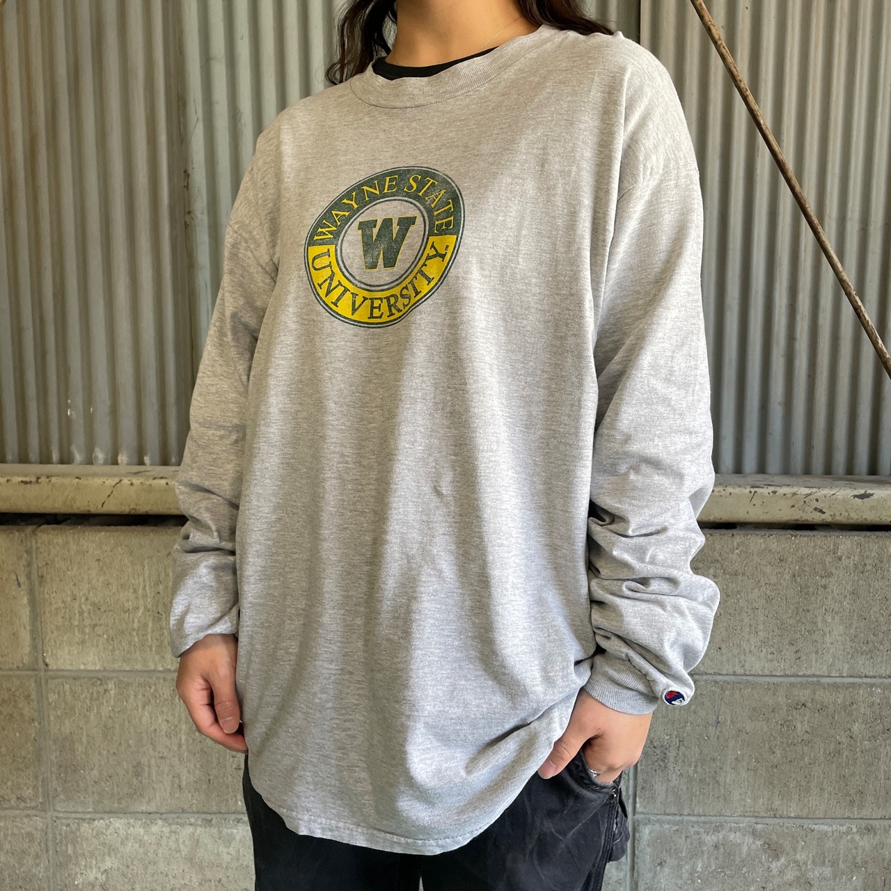 Champion チャンピオン カレッジチームロゴ プリント ロングTシャツ 