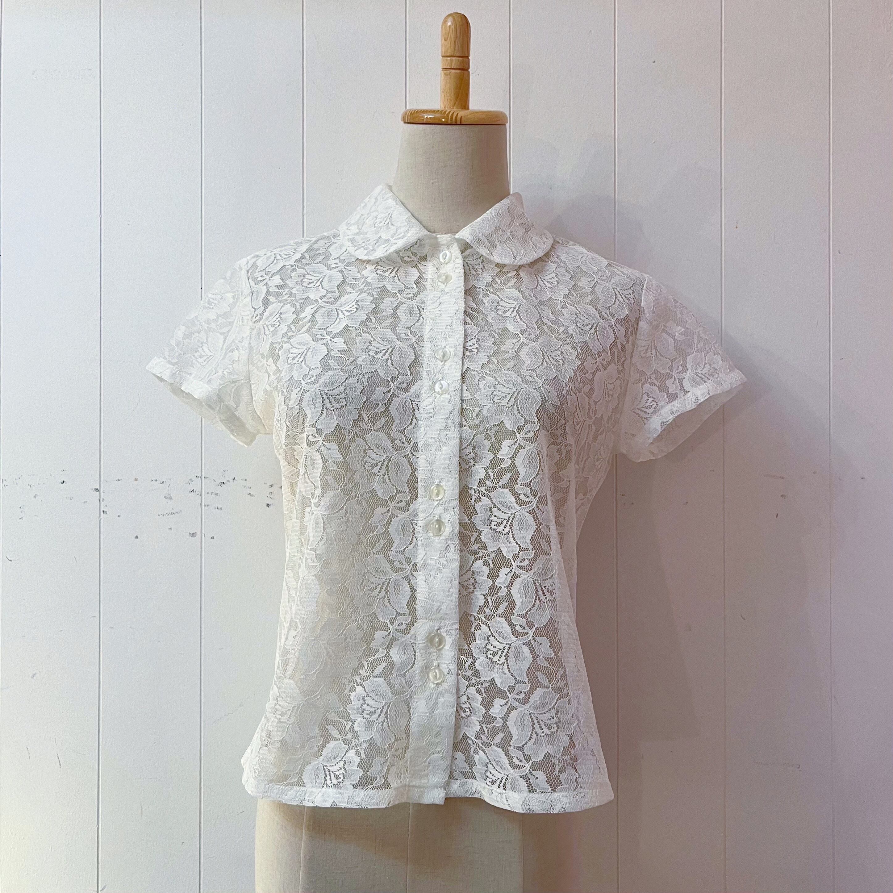flower russel lace white blouse