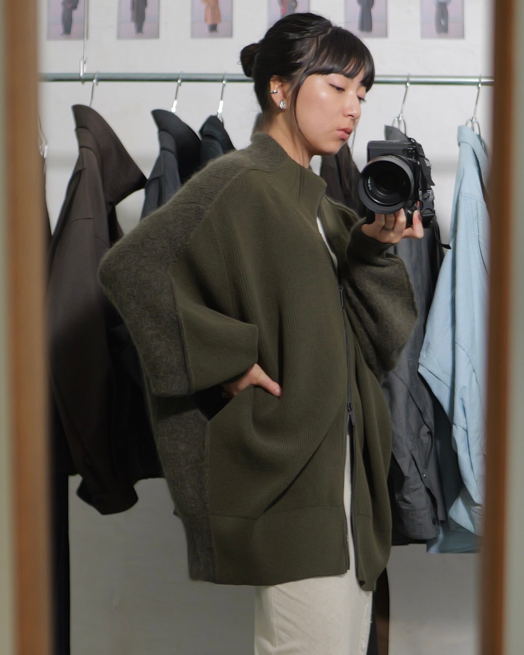 予約販売 | i'm here : - “SWITCH” DRIVER'S KNIT ：Khaki｜前後