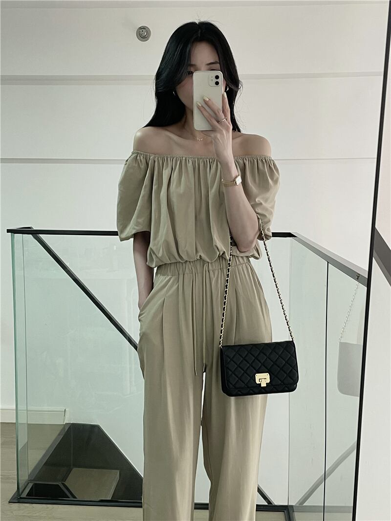 オフショルダー トップス ワイドパンツ セットアップ 2色 Choice 31 レディースファッション通販