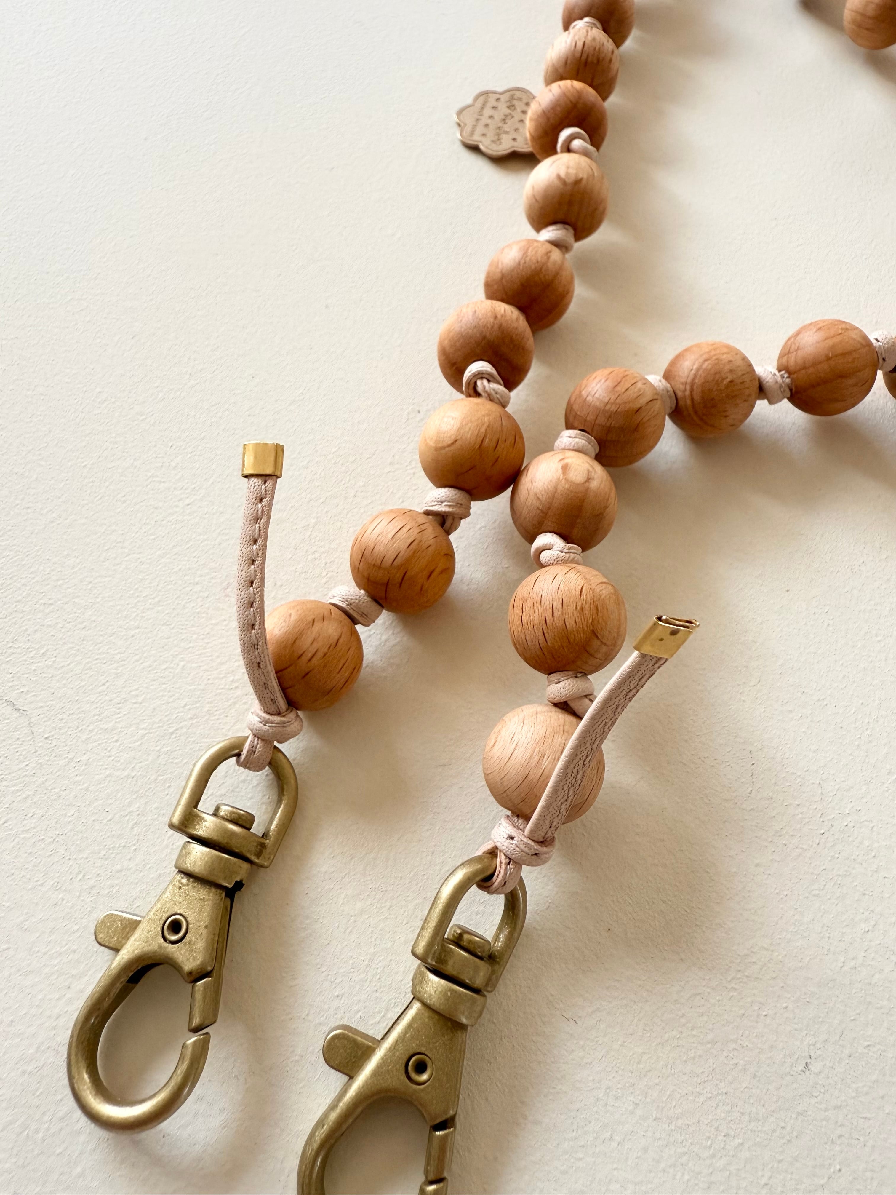 Sサイズ12mm） ステッチ本革 WOOD BALL STRAP | dottodot-works