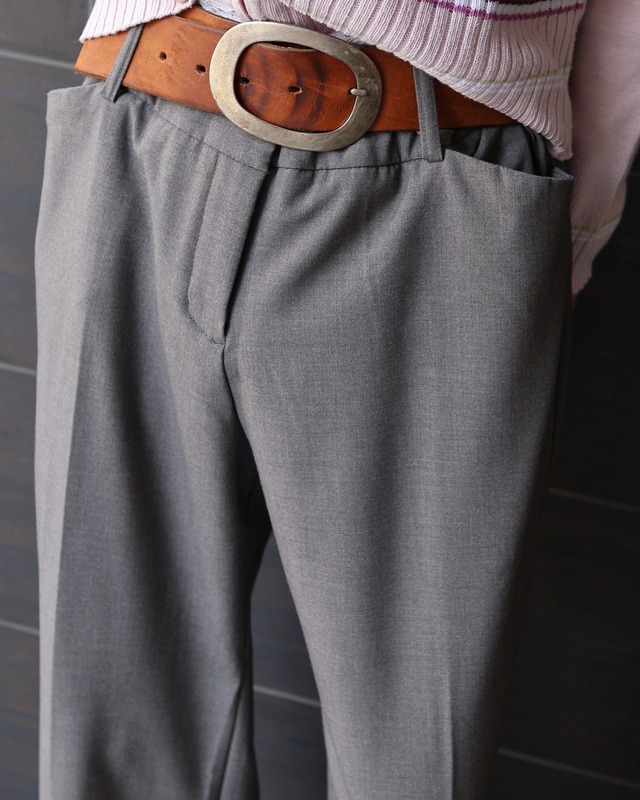 Gray wide straight slacks
