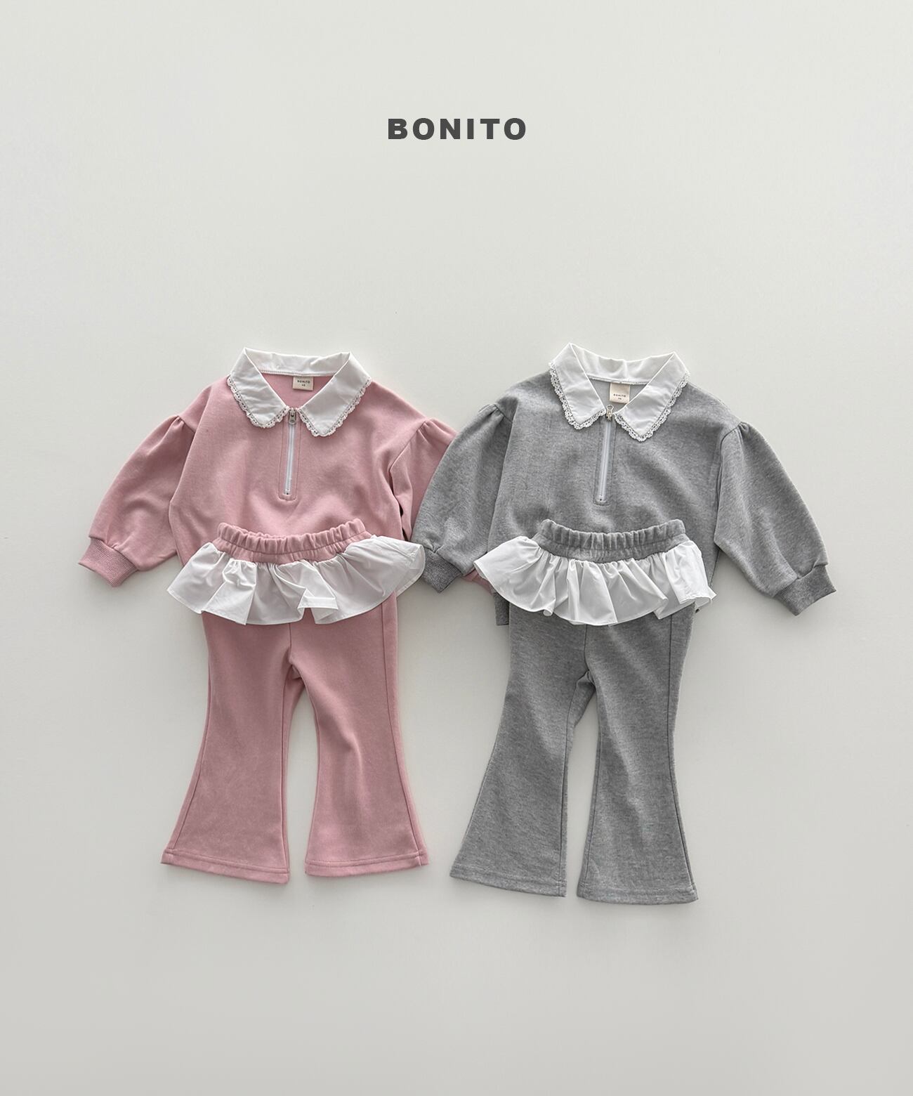 shirred collar zip-up set up【BONITO】※9月中旬発送予定
