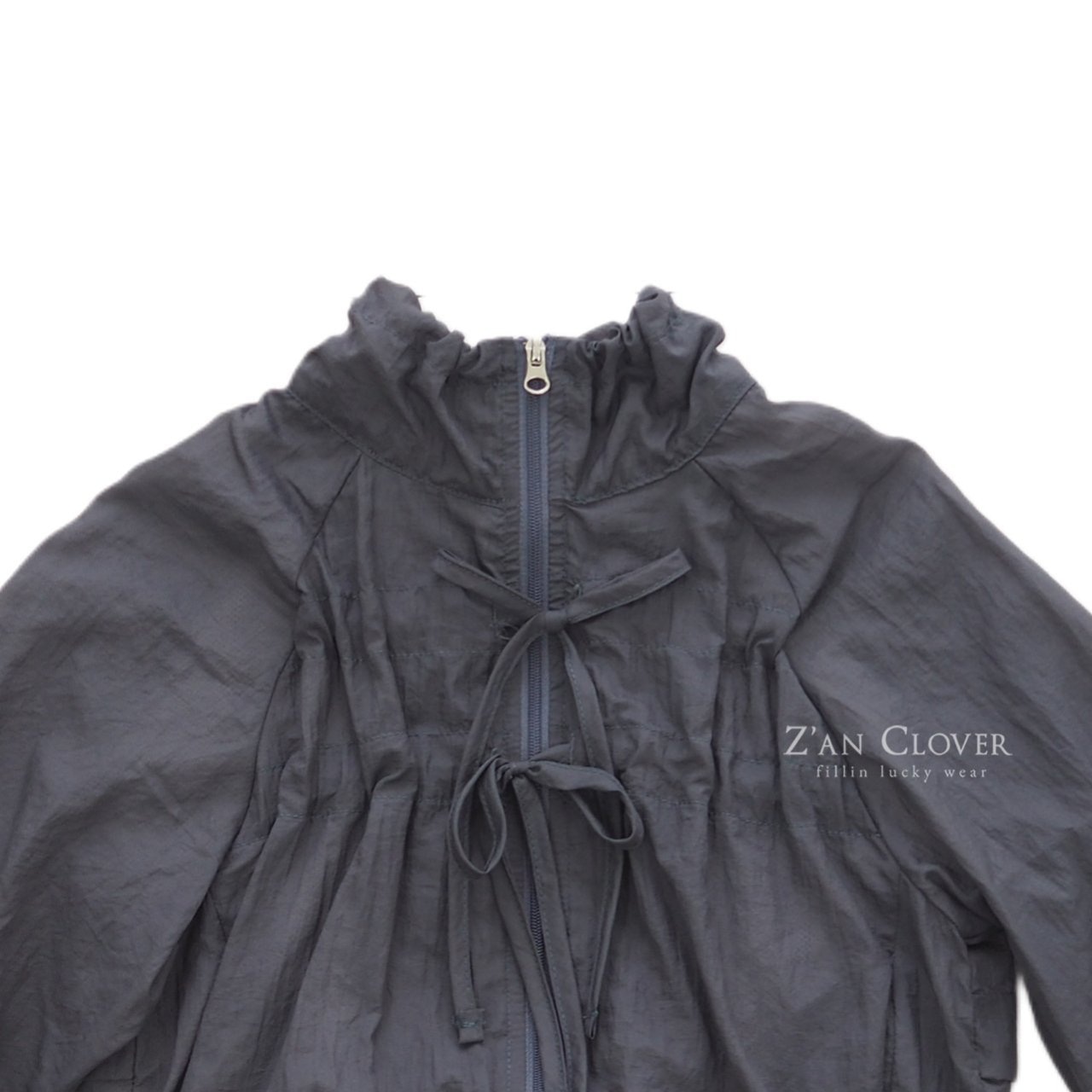 [Z’AN CLOVER] Ribbon Wind Jumper +fee5 / [지안클로버] 리본윈드점퍼