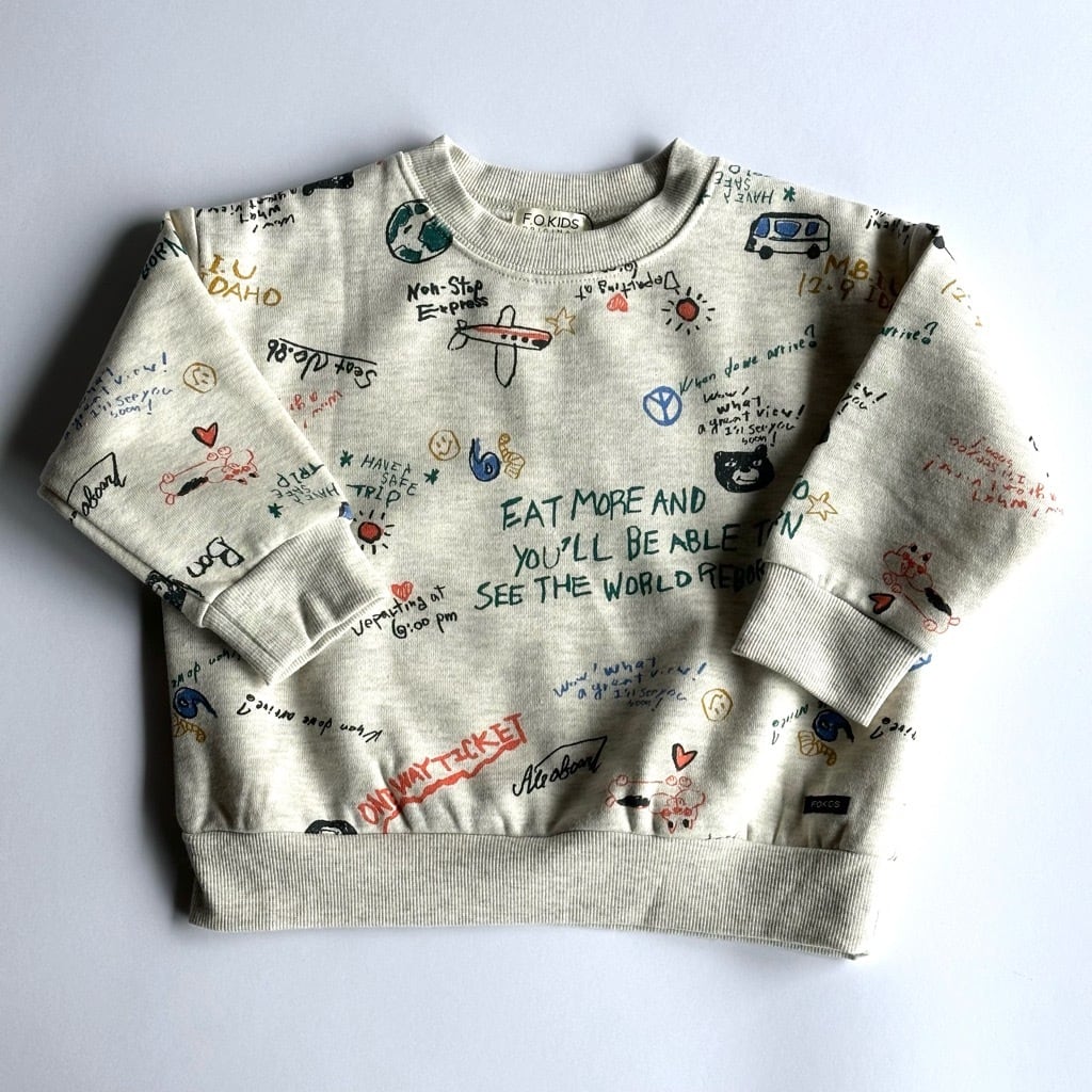 Handwriting AOP Sweatshirt【90-140cm】Ivory