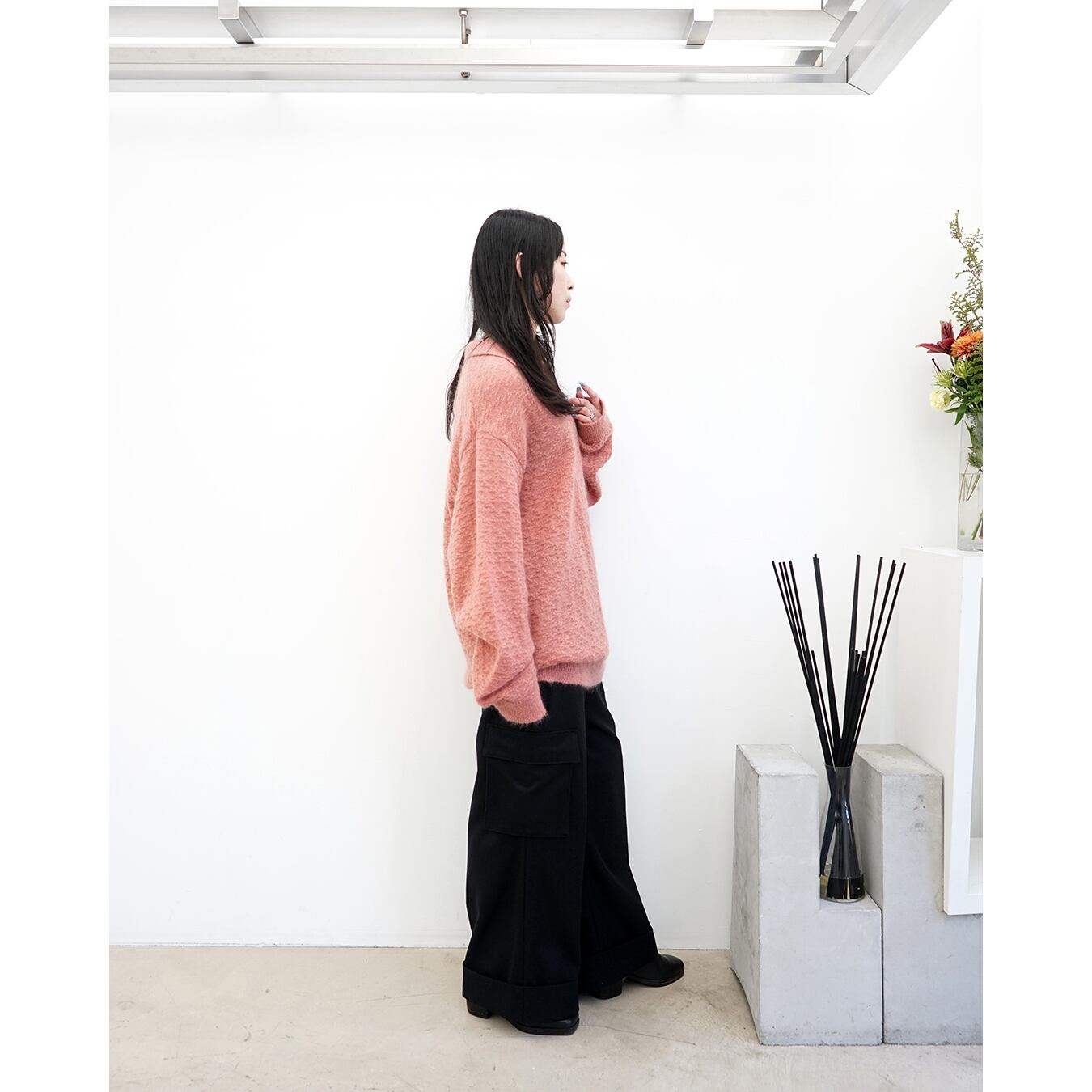 Blanc YM] (ブランワイエム) BL-24A-MSK Mohair Skipper Knit (Salmon