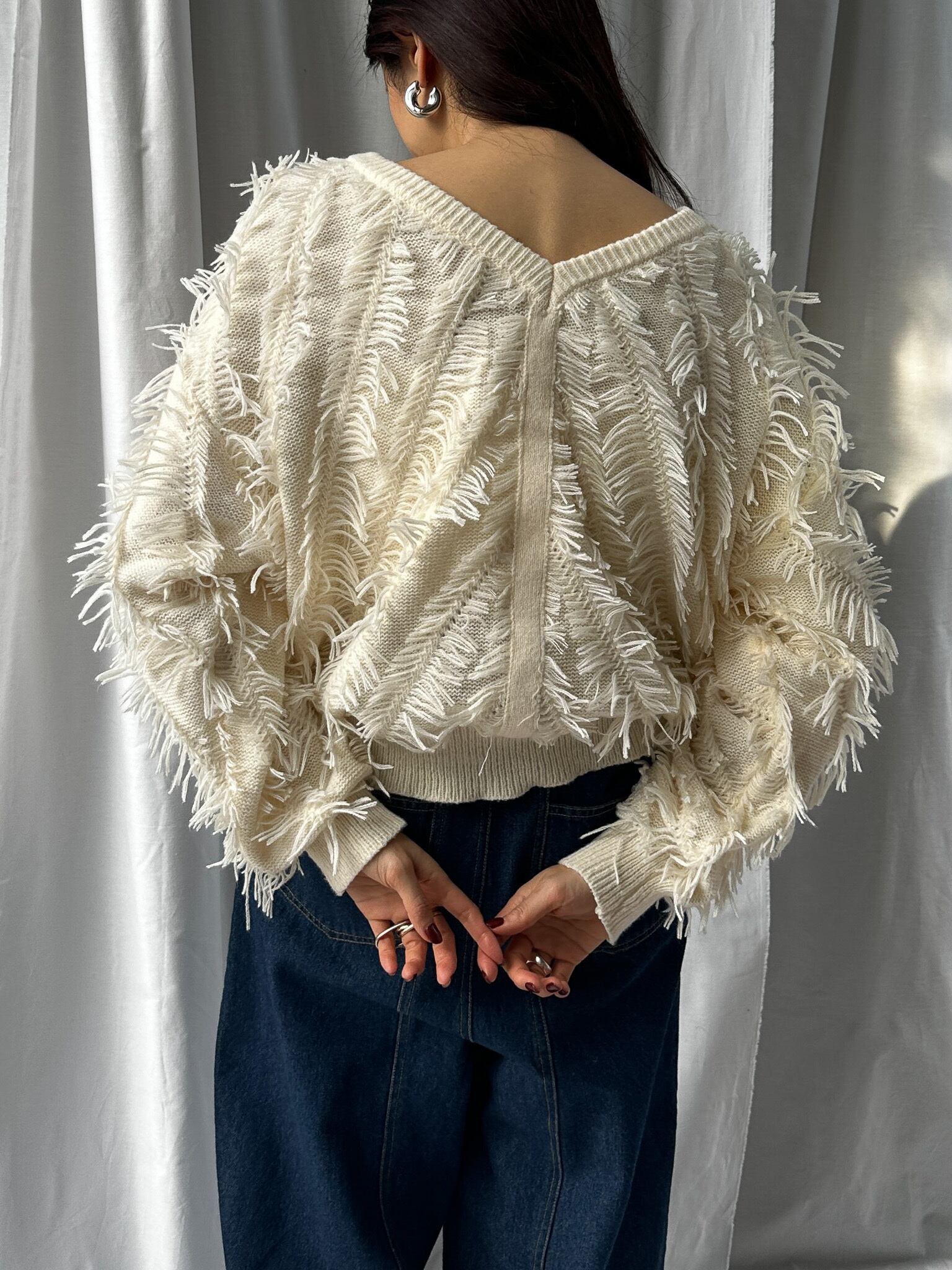 2WAY SHAGGY KNIT TOP(ﾂｰｳｪｲｼｬｷﾞｰﾆｯﾄﾄｯﾌﾟｽ）【5541102】select by Bab