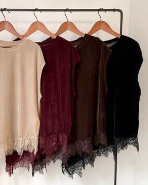 【新作アイテム送料無料】velour & lace sleeveless top