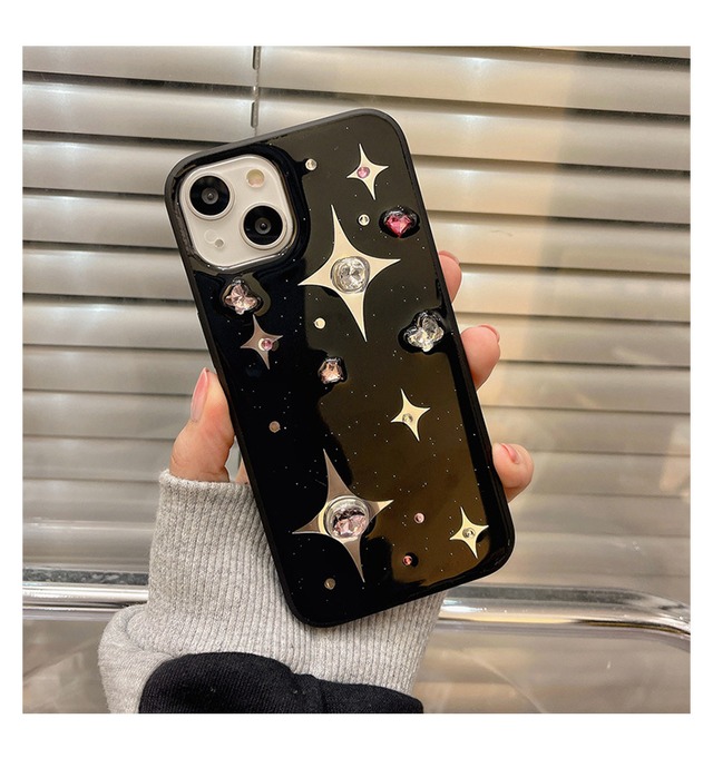 iPhone14 ProMax/13/12ケース デコ キラキラ ビジュー風 可愛い 