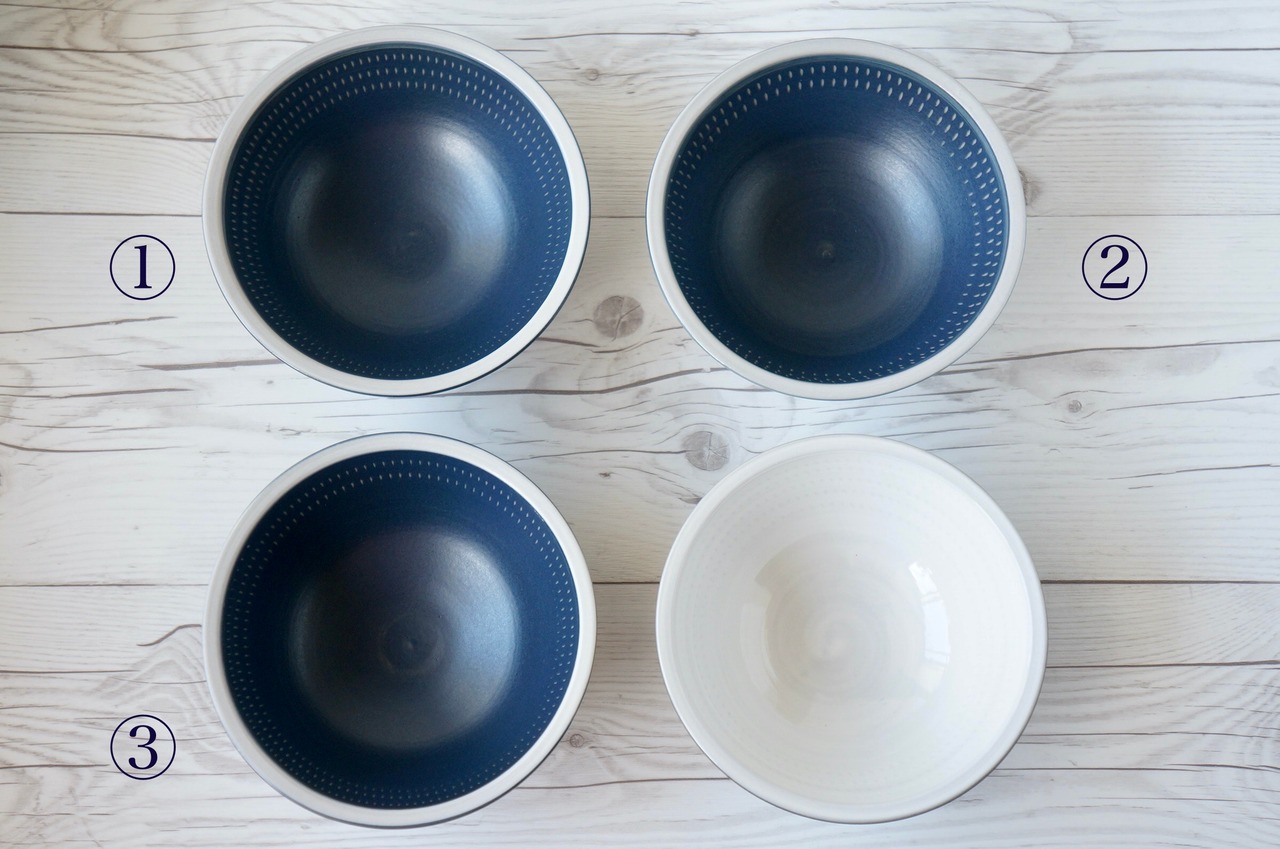 小石原焼 やまぜん窯 深鉢(中)紺/白 ③【13-203】