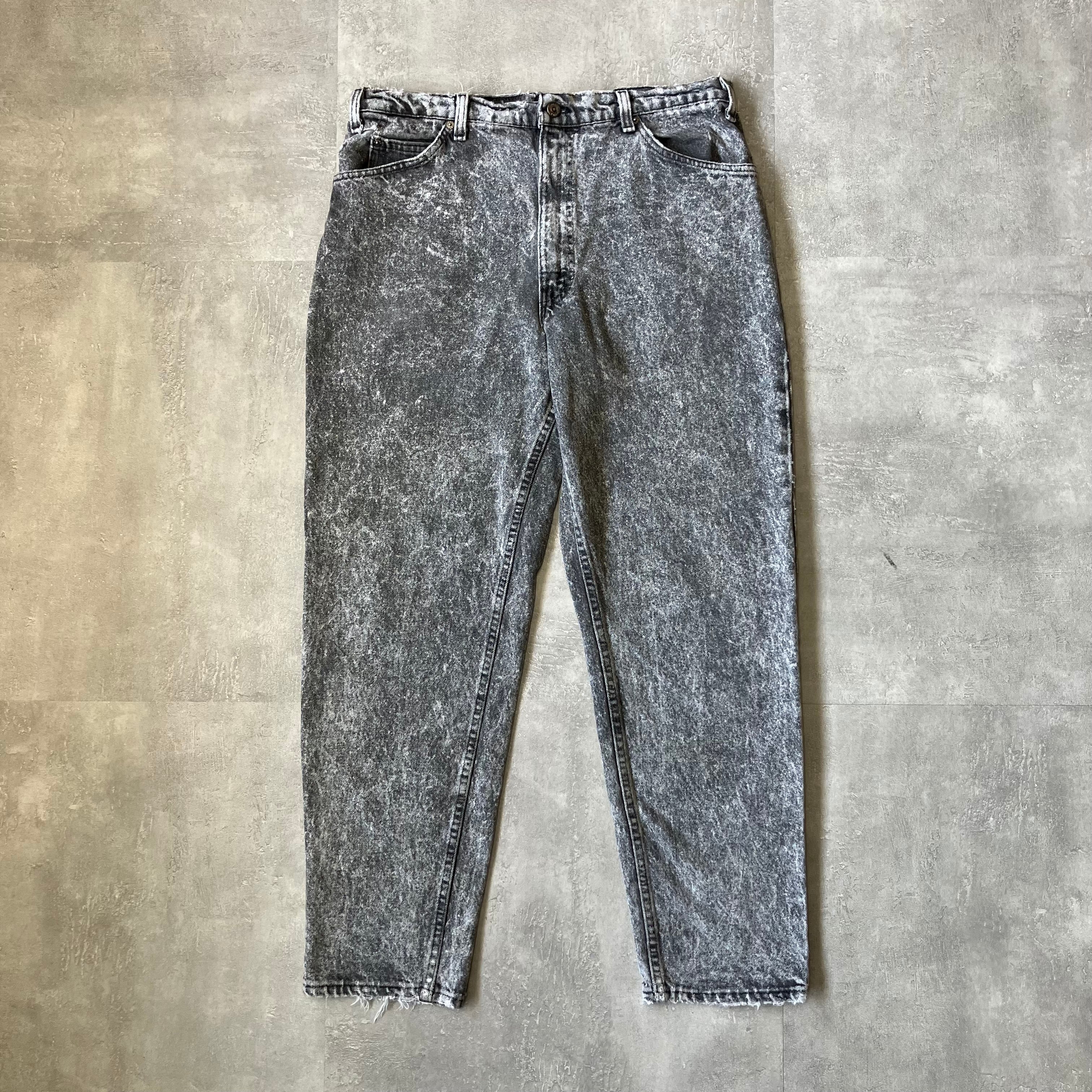 《実寸w34l30》Levi's リーバイス 550 ~90s usa製 ブラックデニム 先染め ブリーチ No.3377