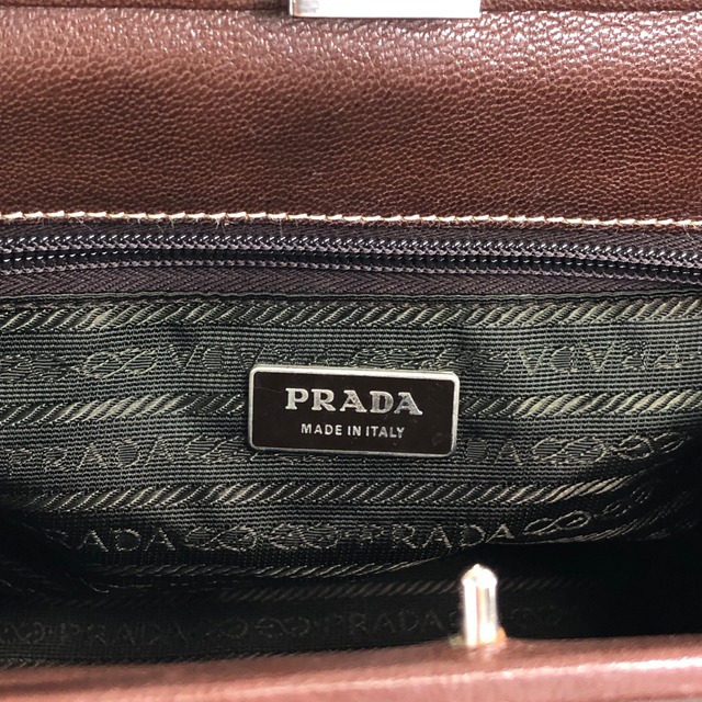 PRADA プラダ ハンドバッグ ブラウン ドクターズバッグ レザー がま口 vintage ヴィンテージ オールド zwwp2k