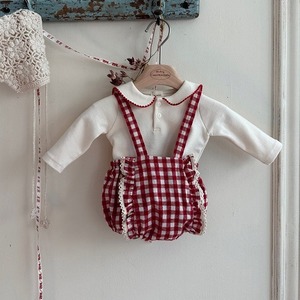 【冬作】クリスマス英字ロンパースORチェックサロペット