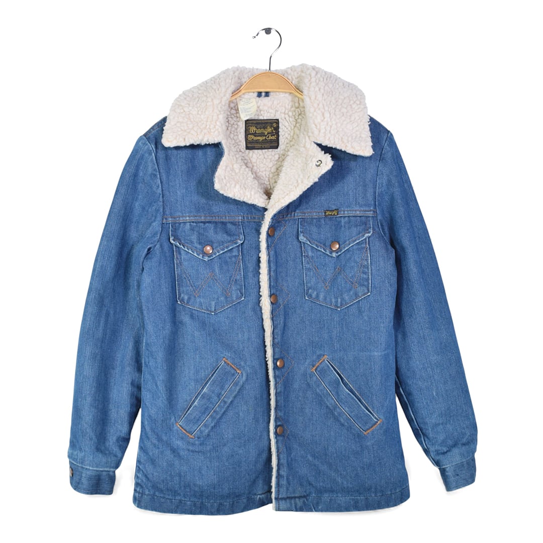 70s ラングラー USA製 ヴィンテージ デニムボアジャケット ランチコート WRANGE COAT メンズS 古着 DA0079