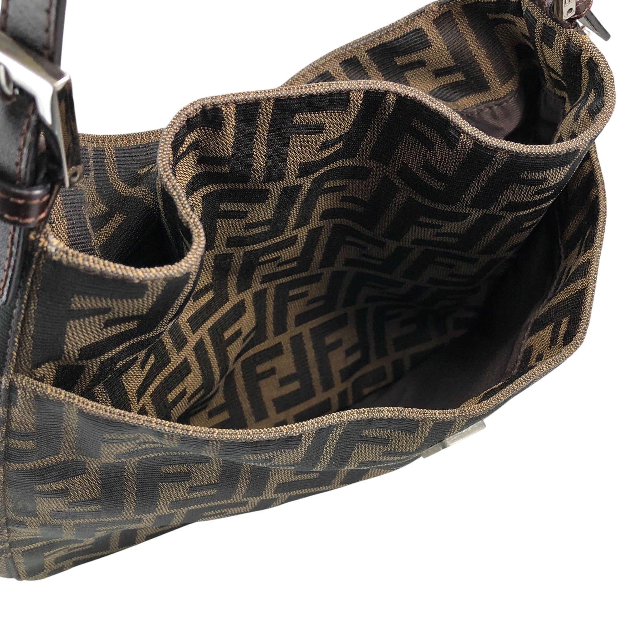FENDI フェンディ ズッカ ショルダーバッグ ブラウン ロゴ ジャガード
