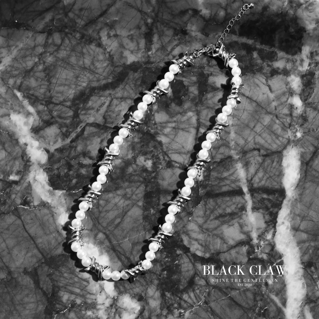 Pearl Barbed wire style Necklace【B&C】