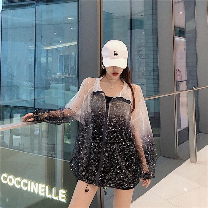 高レビュー多数 超特価中 星空のグラデーション チュール 細いセクション 日焼け防止衣類 コート