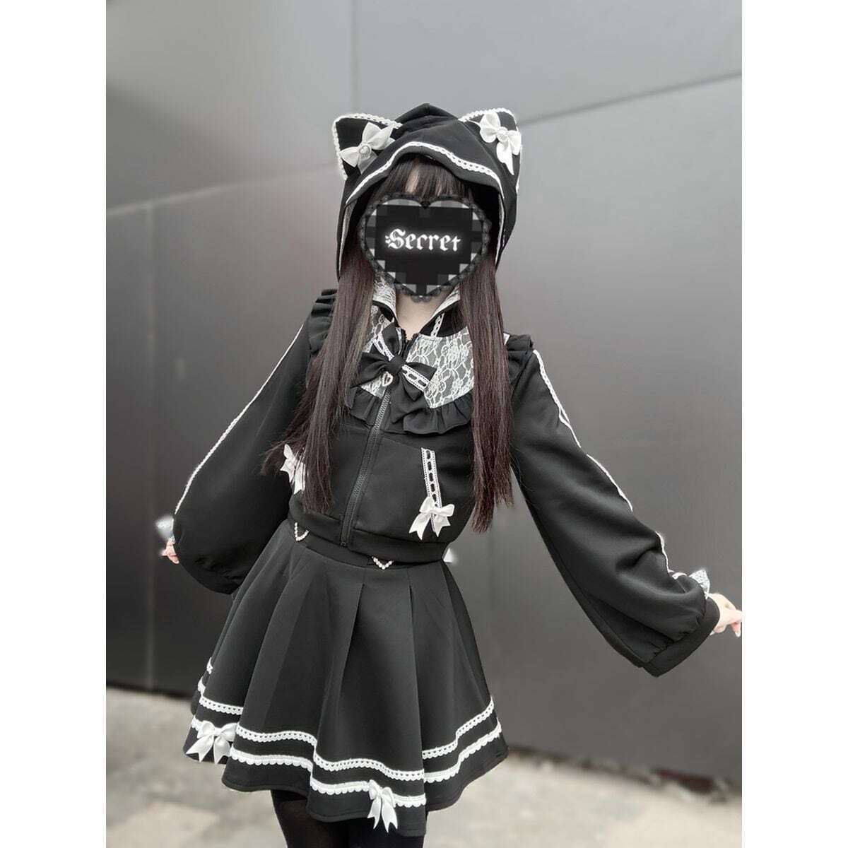 地雷系 にゃんこ セットアップ ネコ耳 パーカー ジャケット ミニスカ