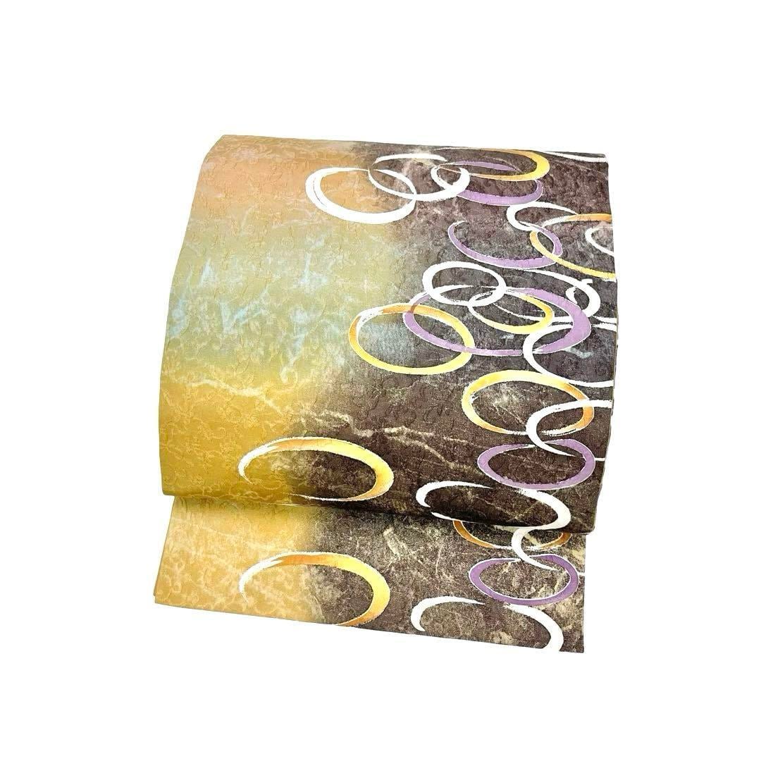 袋帯 鵬翔 博多織唯一の後染 輪っかに花唐草模様 グラデーション O  