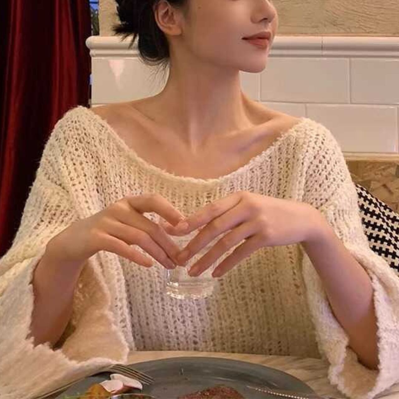 リラックス ルーズ 透かし編み ニット 341124