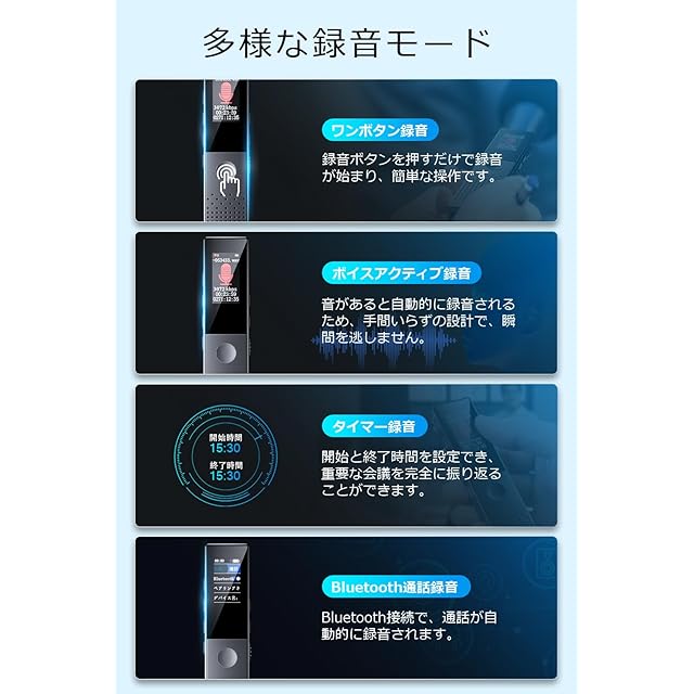 ボイスレコーダー 小型 ICレコーダー 【2025新登場&64GB大容量