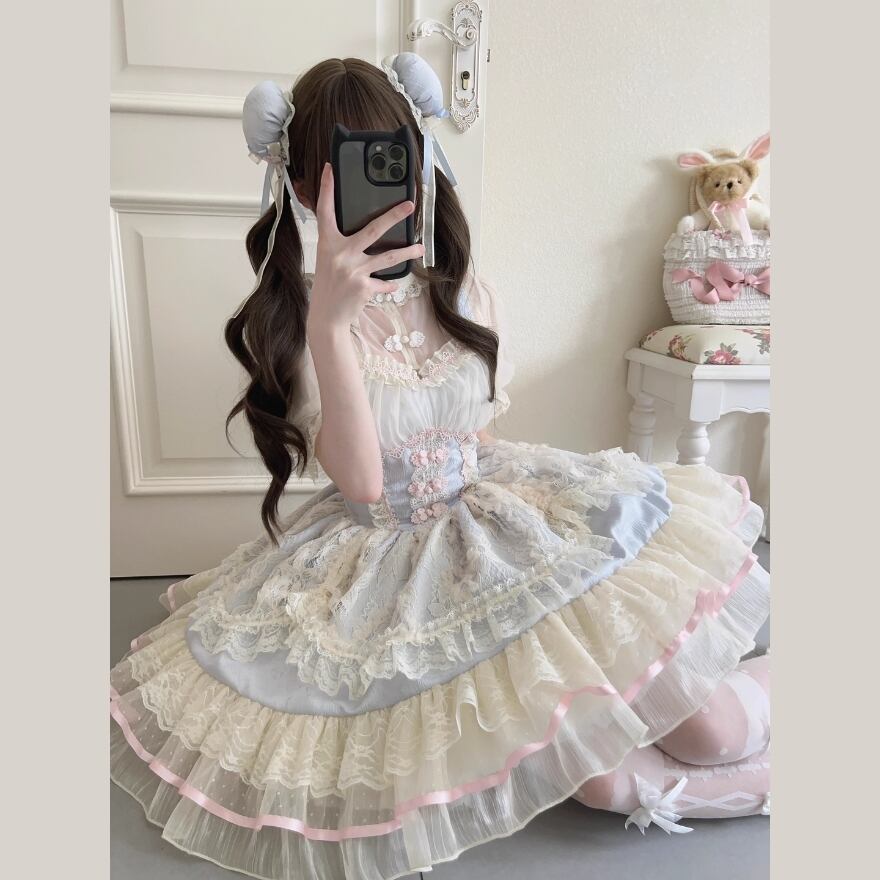 ブラウス 半袖 レース 薄手 原宿スタイル 夢かわいい ロリィタ