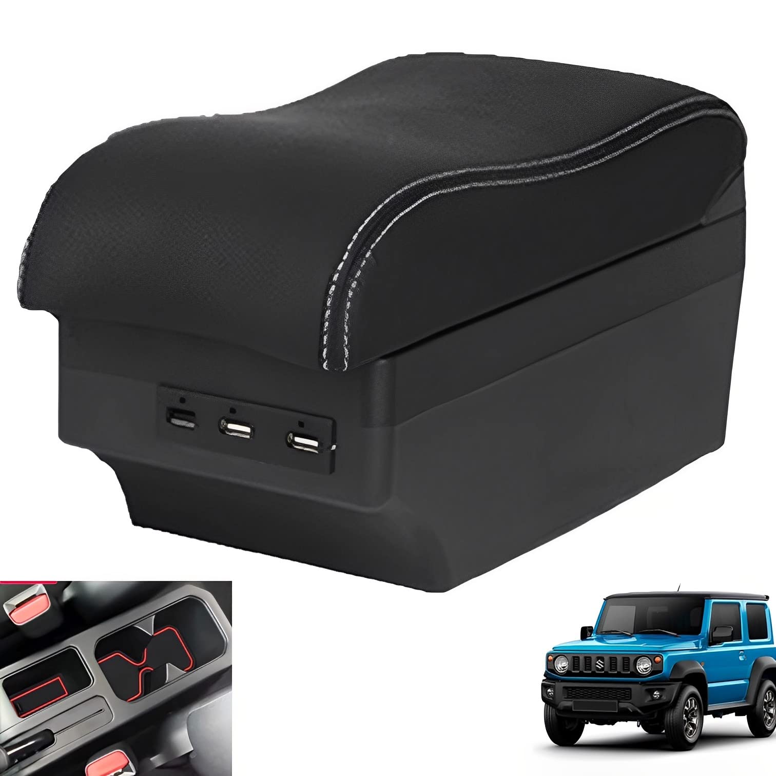 MIMIA スズキ ジムニー アームレスト コンソール ボックス 7USB ホワイト JIMNY 2019-2020 JB64 JB74 専用 7USBポート(7USB:ホワイト)