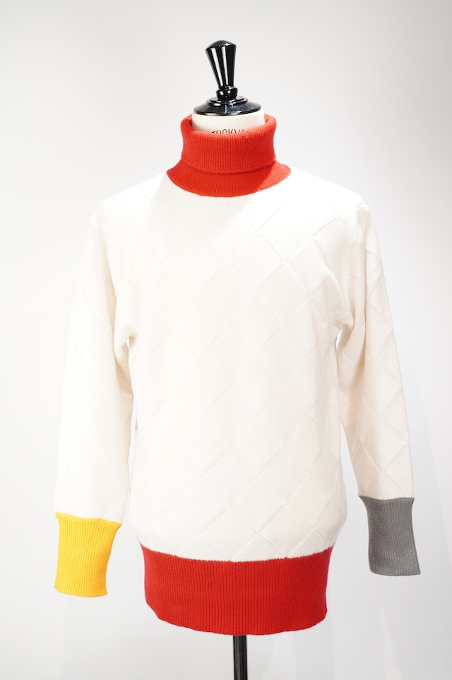 HS-ATTIRE / Cashmere 7G Diamond-Knit Turtleneck Sweater