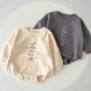 【春作】恐竜柄シンプルロンパース　全2色