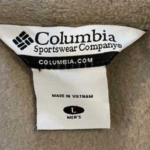 【Columbia】フリース ジャケット フルジップ ジップアップ ワンポイントロゴ 刺繍ロゴ L ベージュ コロンビア US古着