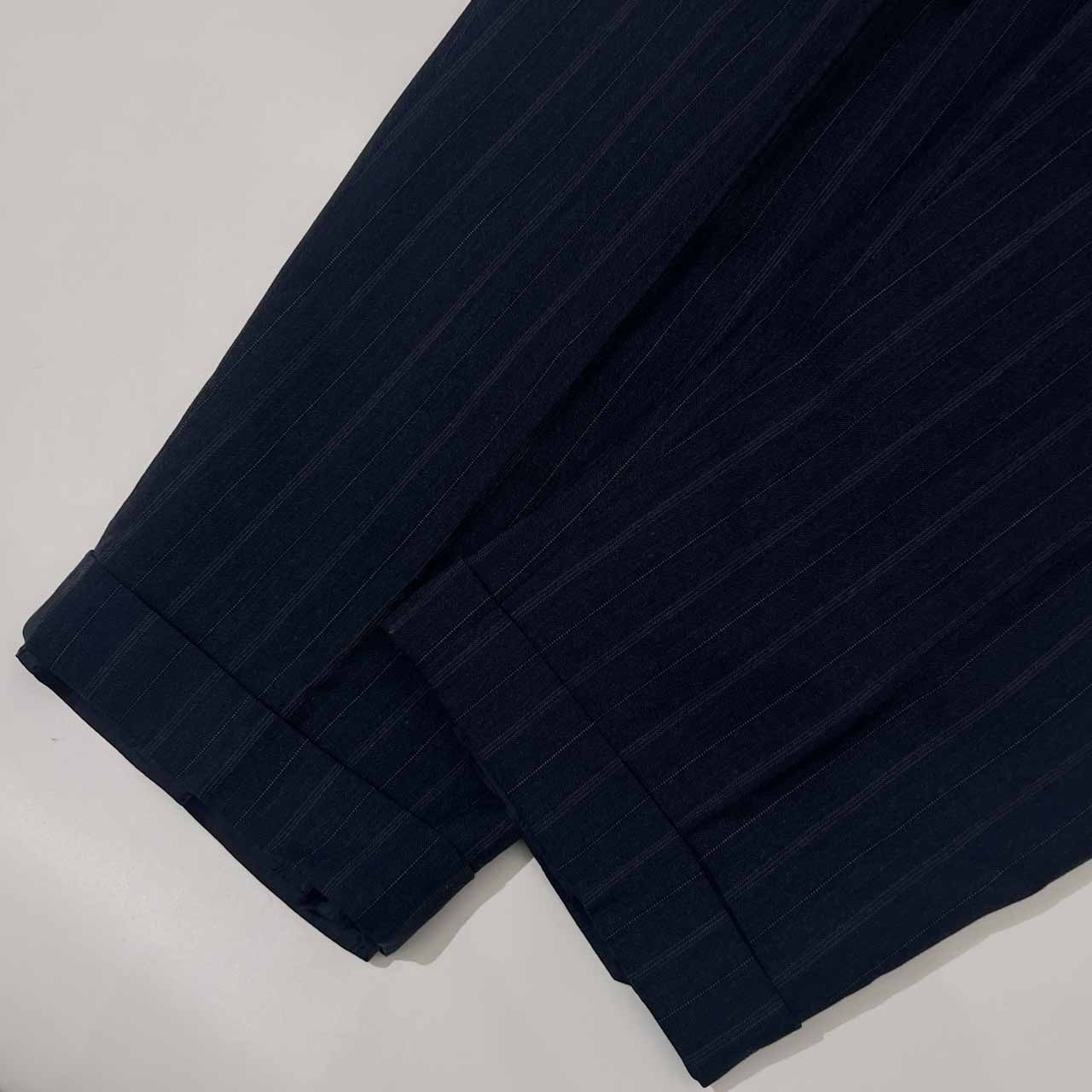 90s LAUREN RALPH LAUREN RETITE ラルフローレン ストライプ タック スラックス パンツ 8P/ネイビー レディース ビンテージ