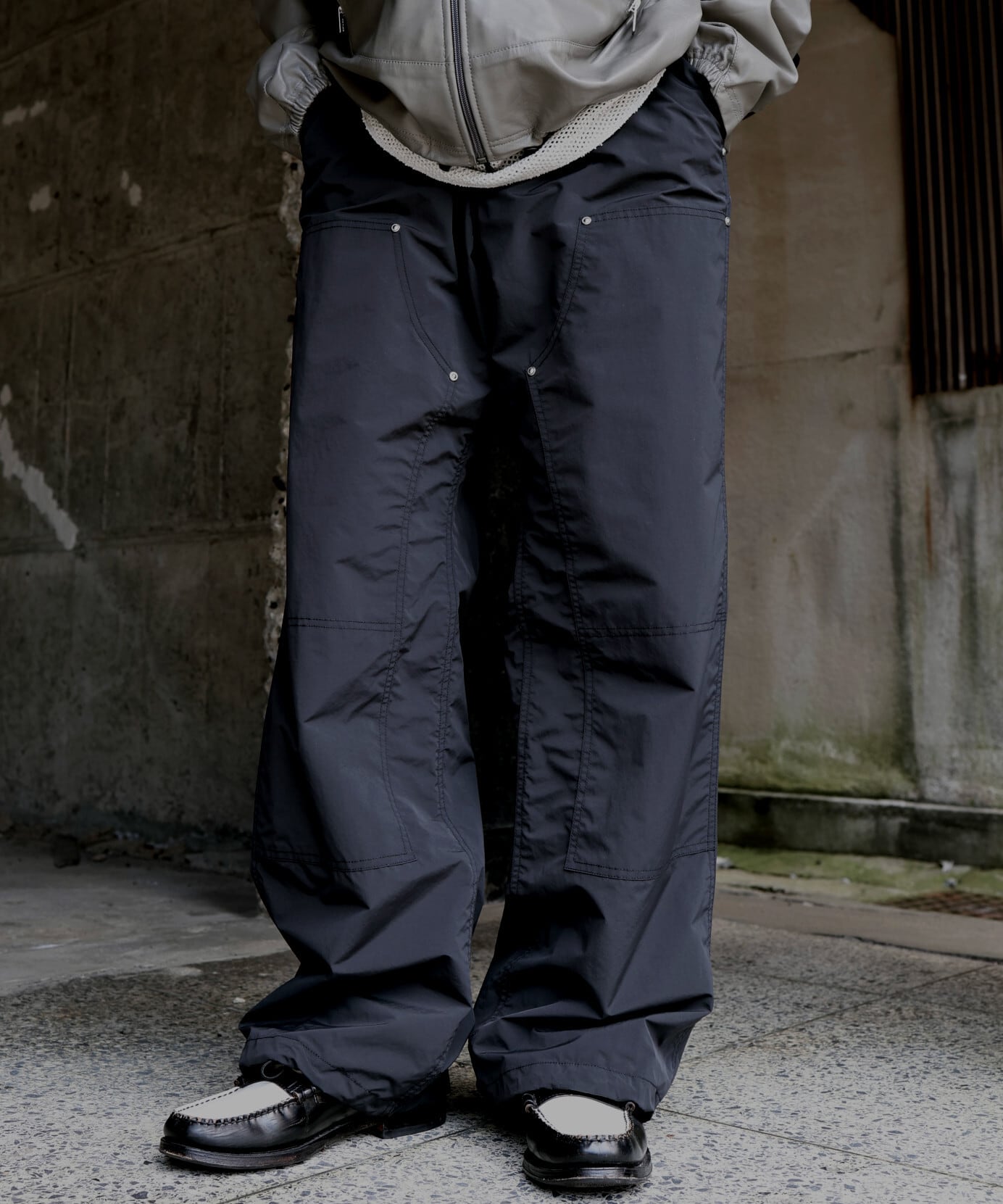 UNUSED / UW1193 DOUBLE KNEE NYLON PANTS (BLACK) | AfterSchool