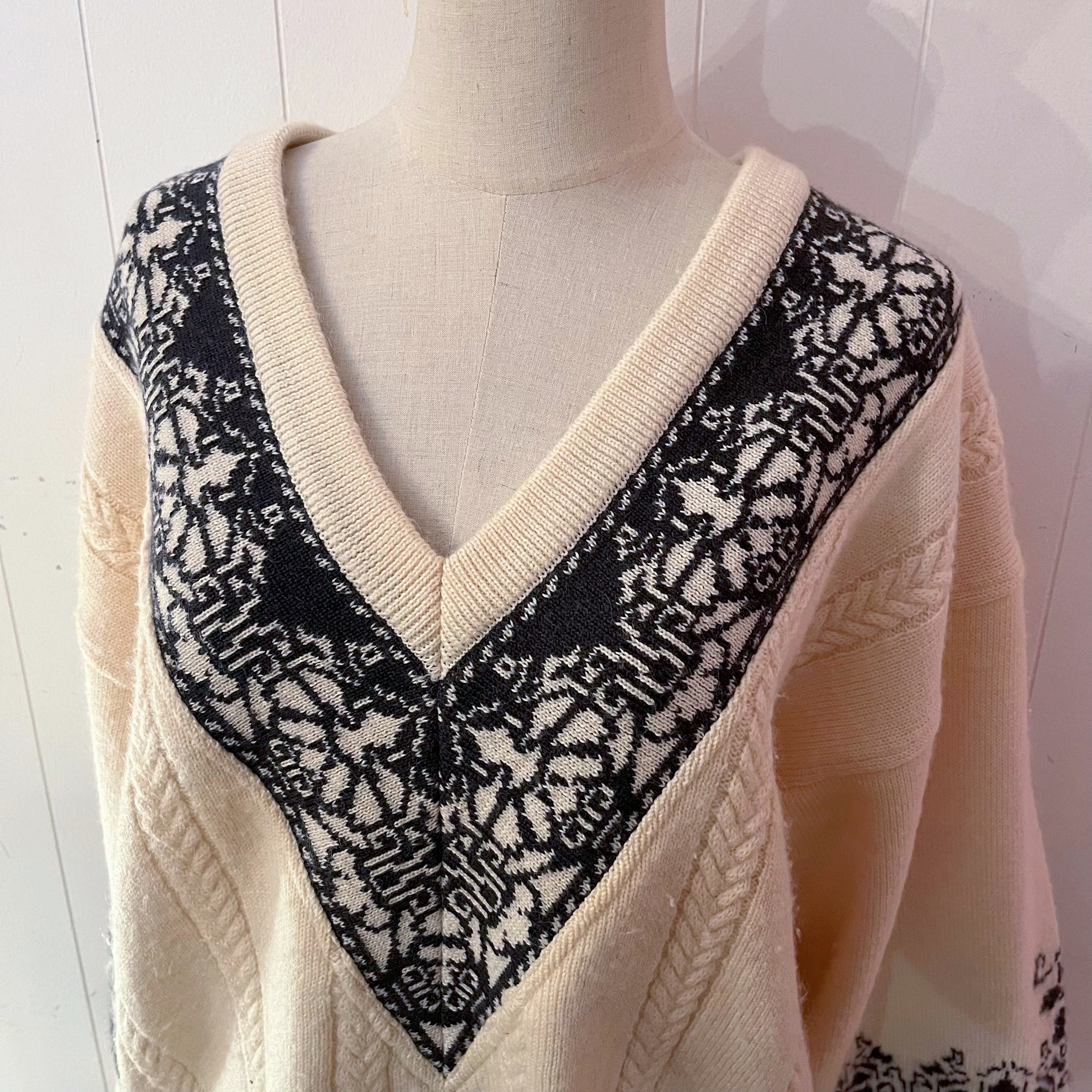 nordic cable v neck sweater