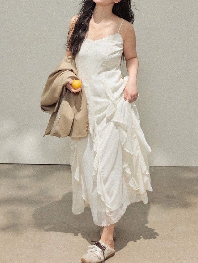 大人の余裕を纏う エアリーレースキャミワンピース リゾートワンピース ナチュラル 大人可愛い  Aライン 体型カバー 大きいサイズ 韓国 CH10911