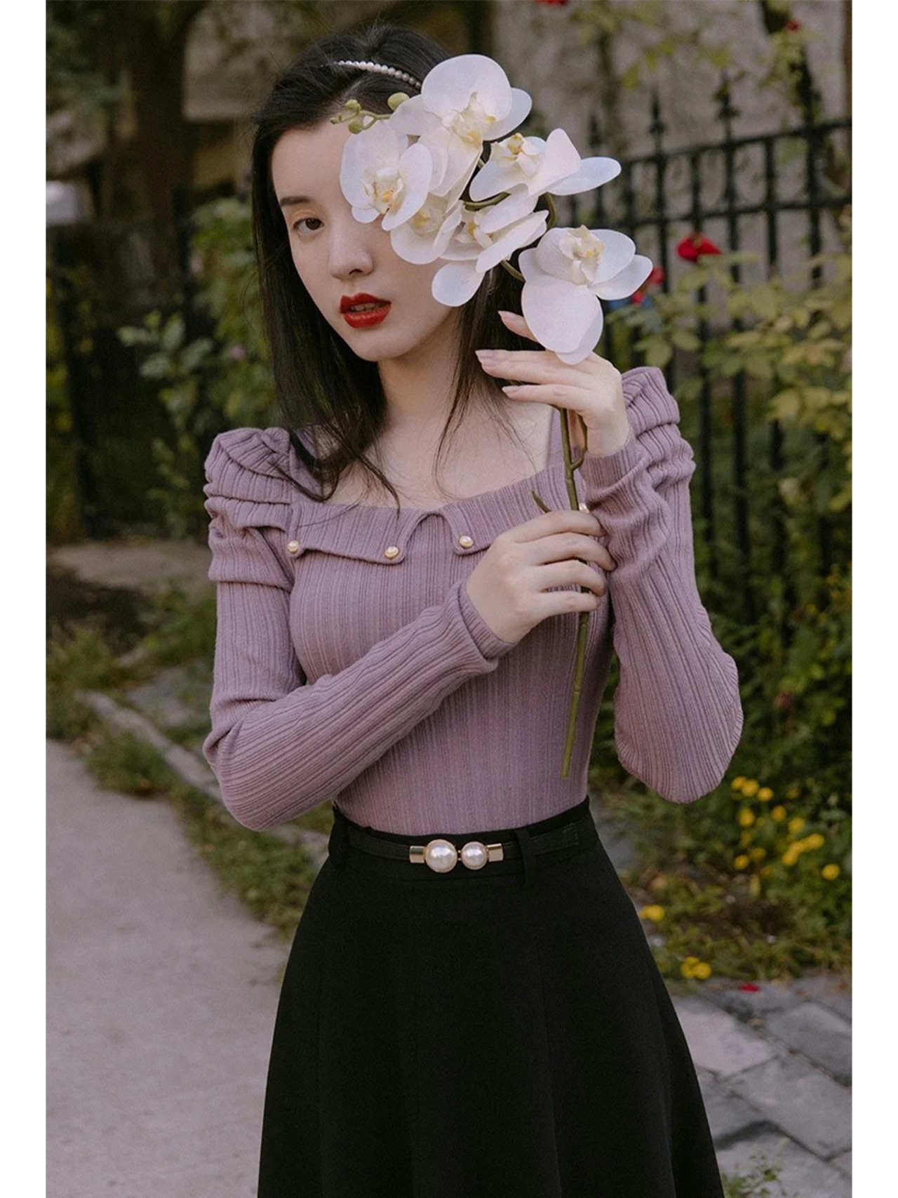 【0224】Elegant Knit Long Sleeve 2 Piece Set